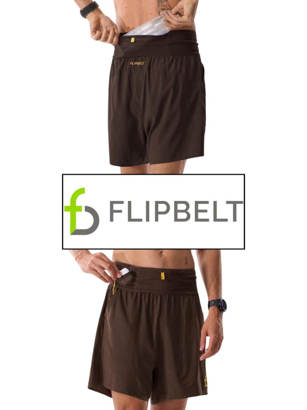 FLIPBELT {NWT} Men's Air Running Short - Medium - Rock Brown